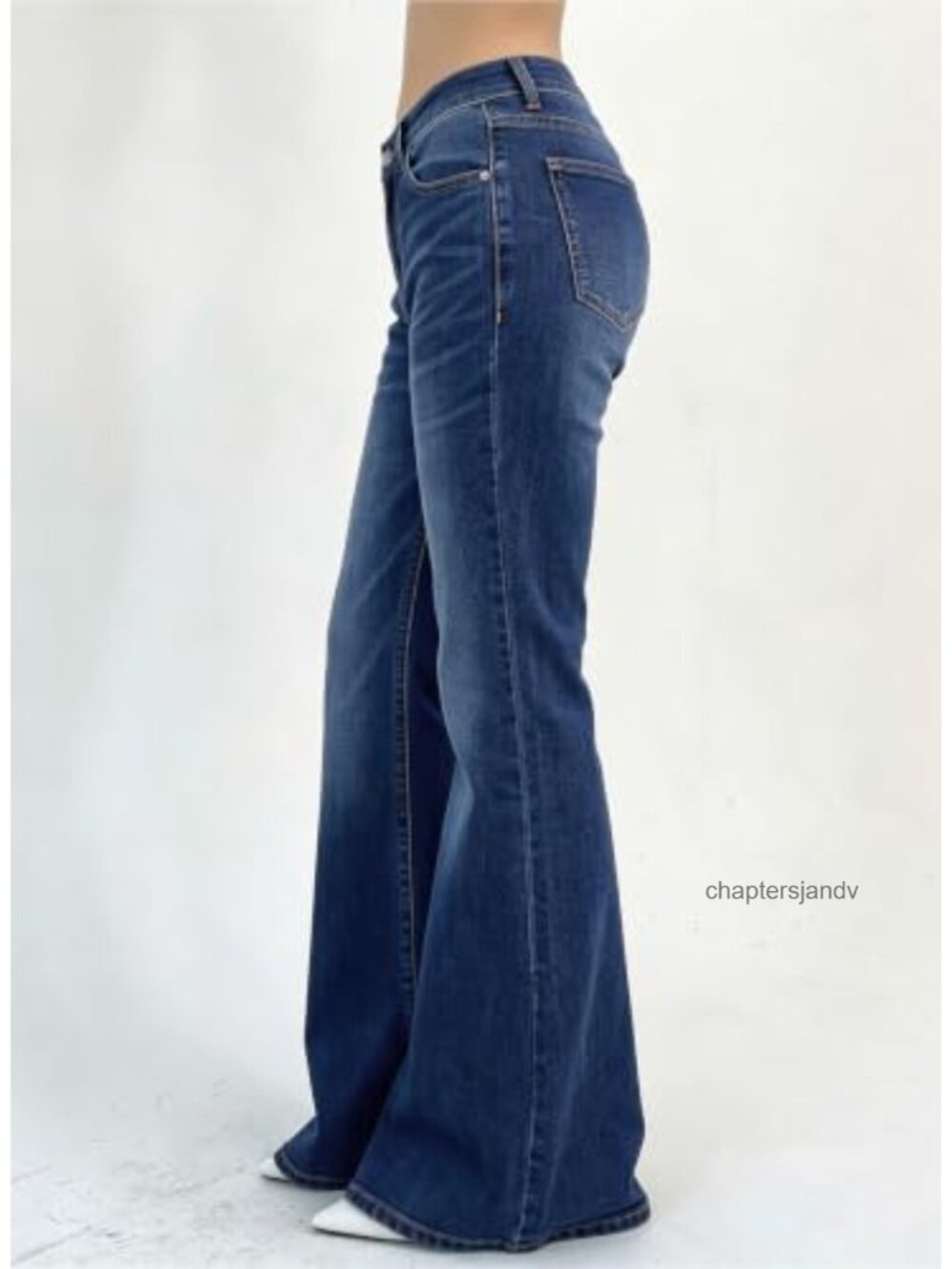 Women's Flare Bell Bottom Wide Leg Stretchy Denim Jeans - Picture 3 of 6